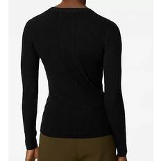 Ladies Knitted Fitted Long Sleeve Top - Ribbed Crew Neck