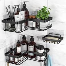 Bathroom Accessories Temu 3pcs Bathroom Shelf Wall No-punch Organizer