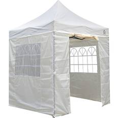 Gazebos 2.5 x 2.5m Heavy Duty Fully Waterproof Pop up Gazebo With 4 Side Walls (Cream)