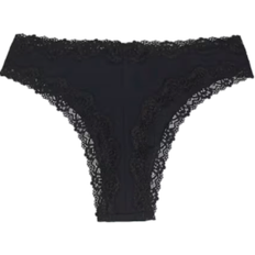 ASOS DESIGN Malibu Svarta, höga stringtrosor bomull med spets 3-pack-Svart/a