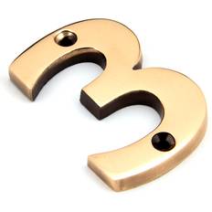 Facade Numbers From The Anvil Metal Surface Mount House Number 7.8 cm H x 0.8 cm D - Polished Bronze