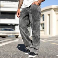 Tie Dye Jeans Shein Men's Casual Relaxed Fit Distressed Straight Leg Jeans
