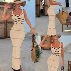Stretch - Women Swimsuit Cover-Ups & Sarong Wraps Shein Women's Vacation Summer Beach Cover Up Dress - Black/White