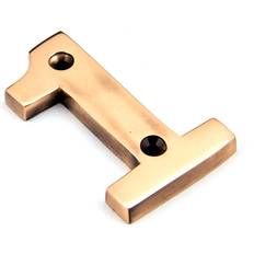 Facade Numbers From The Anvil Metal Surface Mount House Number 7.8 cm H x 0.8 cm D - Polished Bronze