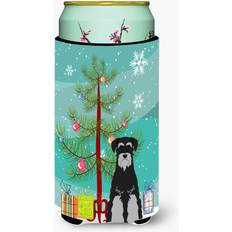 Grey Bottle Coolers Caroline's Treasures Merry Christmas Tree Standard Schnauzer Black Grey Tall Boy Beverage Insulator Hugger Bottle Cooler