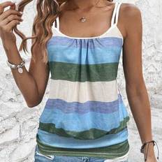 Shein Farbblockstreifen Camisole Mit Grafischem Druck - Legere Oberteile