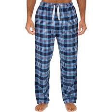 Flannel Pyjamas Metzuyan Mens Woven Flannel Open Hem Pyjama Bottoms Nightwear Lounge Pants - Blue