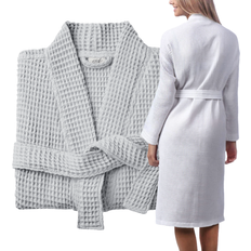 Grey Robes Allure Bath Fashions Unisex Lightweight Waffle Bathrobe - Kimono Grey