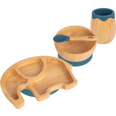 Tiny Dining Elephant Bamboo Suction Baby Feeding Set 4pcs