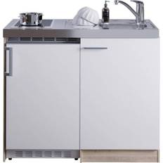 Respekta Miniküche MK100ESWC 100 cm weiß Glaskeramikkochfeld