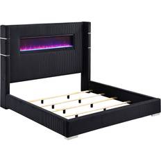Coaster Tisdall 67-inch Upholstered Fireplace Bed - Black (Queen)