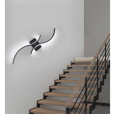 Metro Lane LED Flush Mounted Sconce Satin Black 4.5cm H x 80cm W x 15cm D Wall light