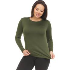 Green - Women Base Layers Thermajane Long Sleeve Thermal Shirts - Olive Green