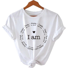 Shein Crew Neck Short Sleeve Letter Print T-Shirt - Casual