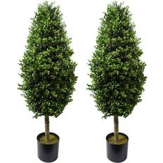 Wood Artificial Plants Leaf Faux Boxwood Topiary in Pot Liner 120cm H x 45cm W x 45cm D Artificial Plant