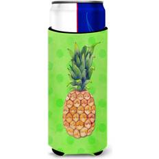 Green Bottle Coolers Caroline's Treasures Pineapple Green Polkadot Beverage Insulator Hugger Slim Multicolor Bottle Cooler