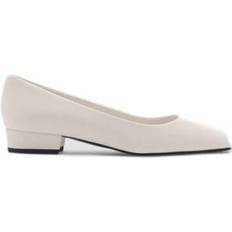 Mango Shoes Mango Peep Leather Ballerina Pumps - White