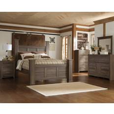 Bed and mattress set Ashley Juararo Dark Brown Poster Bedroom Set