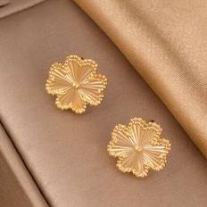 Shein Modehjärta Fyrklöver Design Örhängen För Kvinnor - Guld
