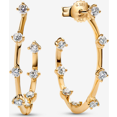 Pandora Diamond Earrings Pandora Era Lab-Grown Diamond Station Hoop Earrings - 14k Gold/Clear