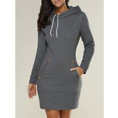 Vehhe Women Autumn Winter Fashion Sweatshirt Dresses - Dark Gray