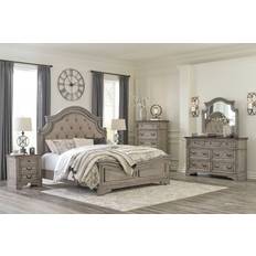 Bed and mattress set Ashley Furniture Antique Gray Panel Bedroom Set