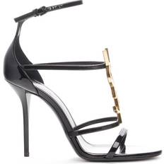 Saint Laurent Cassandra YSL Medallion Stiletto Sandals NERO 11B