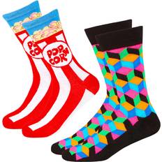 Metzuyan Mens Womens Ladies Socks - Popcorn/Black Cube