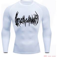 White Base Layer Tops Maxpower Fitness Men's Compression Long Sleeve Shirt - White