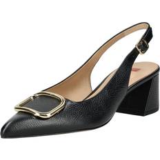 Blokhæl - Guld Højhælede sko HOGL Sorte Slingback Pumps - Guld Detalje
