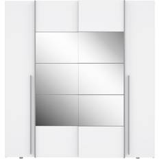 Silver Clothing Storage Latitude Run 4 Door Sliding with mirror Wardrobe 200.1x210.5cm