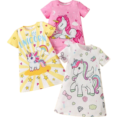 Shein pcs Young Girls Unicorn Flying Sleeve Knitted Comfortable Loose Flame Retardant Nightgowns For Summer