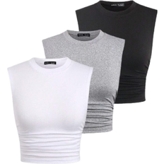 Shein Damen Einfarbige Einfache Rundhals Tank-top-set, Geeignet Für Frühling Und Sommer Passende Kleidung
