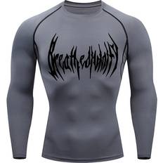 Grey Base Layers Maxpower Fitness Men's Compression Long Sleeve Shirt - Grey