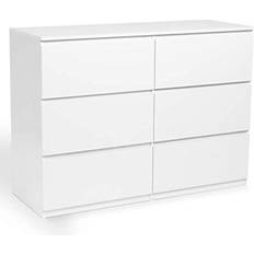 Commodes IDMarket 6 Tiroirs TOMI 110 cm Bois Blanc Commode