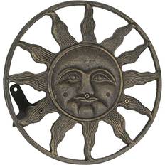 Garden & Outdoor Environment Zeckos Bronze Finish Cast Iron Sun Face Garden Hose Holder 12 Inches in Diameter