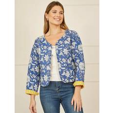 Yumi Floral Quilted Reversible Jacket - Blue