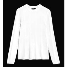 Ladies Knitted Fitted Long Sleeve Top - Ribbed Crew Neck