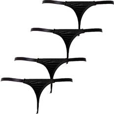 Men Thongs and G Strings Underwear Low Rise Solid Briefs - Black