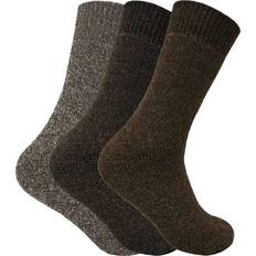 Brown Socks Sock Snob 3 Pack Mens Padded Sole Winter Warm Thermal Wool Walking Boot Socks - Brown