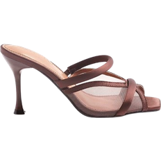 River Island Mesh Cross Strapped Heeled Mules - Brown