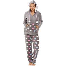 Camille Multicoloured Heart Print Pyjama Set - Grey