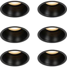 QAZQA Spotlights QAZQA Set of 6 Recessed Spotlights Black GU10 50mm IP44 Spotlight