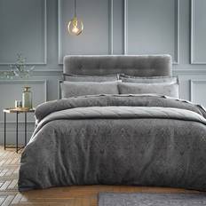 Dunelm Haven Paisley Chenille Charcoal Duvet Cover Grey (200x200cm)