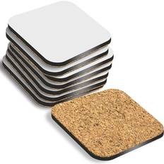 White Coasters DV Design Blank Sublimation Coasters Cork Backed 9cm x 9cm White Blanks Square Coaster