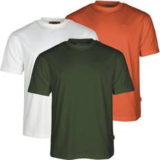 Pinewood 3-pack T-shirt Herr - White/Pine/B.Orange