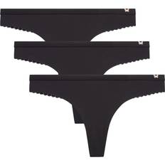 Jessica Simpson Microfiber Lace Thong Panties - Black