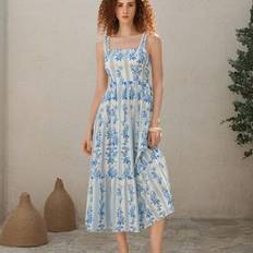 Shein Vintagetryck Fyrkantig Julkl�änning - Multifärgad