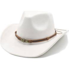 HOD Apparel Elosung Milky White Unisex Faux Suede Western Cowboy Hat Wide Brim Fedora - Milky White