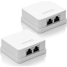 DeleyCON 2x CAT 6a Nätverksuttag 10 Gbit RAL 9003